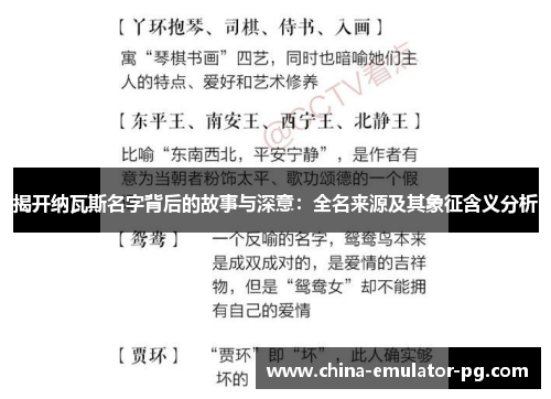 揭开纳瓦斯名字背后的故事与深意：全名来源及其象征含义分析